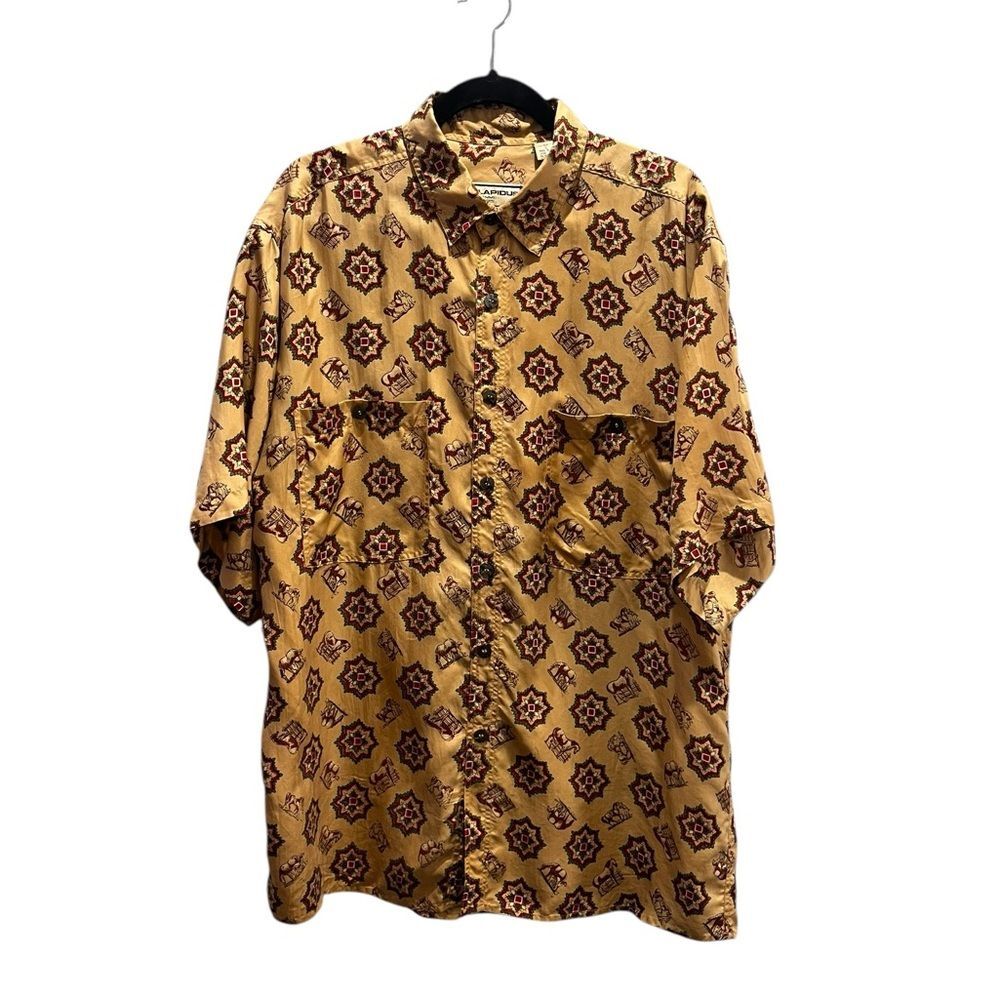 Ted Lapidus Equestrian Silk Button Down Shirt Preppy Large